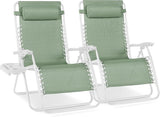 Best Choice Products Set of 2 Extra Wide Adjustable Steel Mesh Zero Gravity Lounge Chair Recliners w/Pillows and Cup - Photo 1