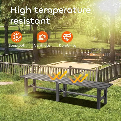 TECSPACE 71 Inches Aluminum Outdoor Weatherproof Bench Backless, 550 LBS Bearing Capacity Garden Porch Bench, Black