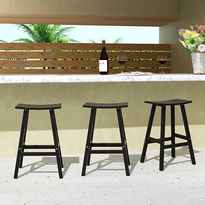 WestinTrends Malibu Malibu 29 Inch High Backless Seat Bar Stools (Set of 3), Black