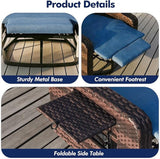 Outdoor Recliner Chair, Wicker Patio Recliners with Adjustable Backrest and Extended Foot Rest - Photo 7