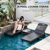 WACASA Outdoor Chaise Lounge Chairs Set of 4, Oversized Lounge Chairs with 5-Level Adjustable Backrest & Cup Holder - Photo 4