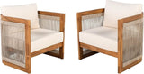 Merax Acacia Wood Outdoor Club Chair Set of 2, Woven Rope Accents Design, Wooden Patio Accent Chair Set - Photo 3