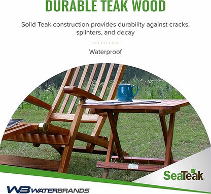 SeaTeak Square-Grate Top Folding Deck Table | Teakwood Folding Table | Small Folding Wood Table| 20" L x 20" W x 20" H