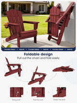 KINGYES Folding Adirondack Chair Set of 4, HDPE All-Weather Patio Chairs with Cup Holder - Photo 3