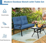 RELAX4LIFE Patio Loveseat with Coffee Table - 2-Piece Patio Conversation Sofa Set w/Backrest & Cushions - Photo 5
