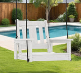 SERWALL HDPE Single Porch Swing Set of 2, Heavy Duty Single Person Swing Chair with 2 Polypropylene Hanging Ropes - Photo 7
