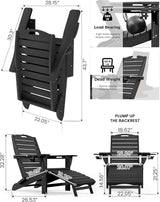 Ciokea Folding Adirondack Chair with Retractable Ottoman Fire Pit Patio Chair with Pull Out Foot Rest Weather Resistant - Photo 3