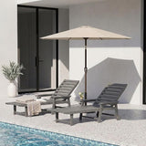 5-Position Adjustable Lounge Chair Outdoor, HDPE Outdoor Chaise Lounge with Cup Holder & Wheels - Photo 8