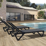 Domi Patio Lounge Chairs Set of 2, Aluminum Pool Chaise Lounge with 5 Position Adjustable Backrest and Wheels - Photo 8