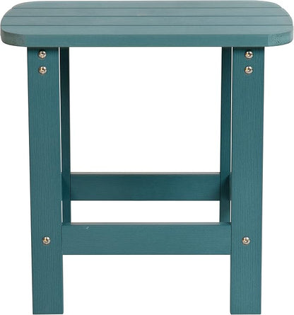 Flash Furniture Set of 2 Savannah Adirondack Rocking Chairs - Commercial Grade All-Weather Sea Foam Poly Resin Wood - Matching Side Table