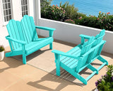 SERWALL Folding Adirondack Bench, HDPE All-Weather Adirondack Loveseat Set of 2, Aruba - Photo 1