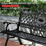51" Outdoor Bench Garden Bench Cast Aluminum Bench with Floral Back Metal Front Porch Benches for Yard Patio Entryway - Photo 7