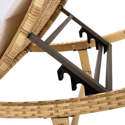 SAFAVIEH Outdoor Collection Colley Natural Wicker/White Cushion Adjustable Recliner Chaise Lounge Chair (PAT7722D)