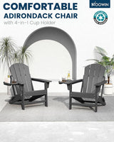 FOOWIN Folding Adirondack Chair Set of 2, HDPE Adirondack Chairs with Cup Holder - Photo 3