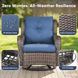Belord 8 Piece Wicker Patio Furniture Set, Outdoor Swivel Rocker Chairs Set of 4 with Ottomans and Rattan Couch - Photo 7