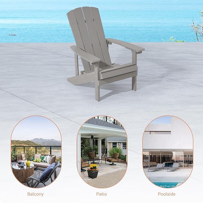Adirondack Chairs, Plastic Adirondack Chairs Set of 2, All-Weather Resistant, Widely Used in Outdoor, Fire Pit, Deck, Outside, Garden