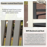 Outdoor Patio Rocking Chairs Set of 3, 2 Chairs Made of Metal & WPC + 1 All Metal Table - Photo 4