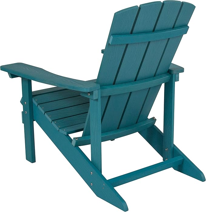 Flash Furniture Charlestown Poly Resin Adirondack Chair - Sea Foam - All Weather - Indoor/Outdoor - Set of 4 - Photo 6