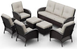 Joyside Wicker Patio Furniture Set, 7 Piece Outdoor Furniture Set with Thickened Cushions, High Back, Deep Seating - Photo 7