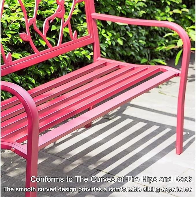 Outdoor Park Bench, Outdoor Metal Garden Bench for Yard Patio Entryway Park Outside, 600 lbs Capacity, Water-Resistant Slatted Seat
