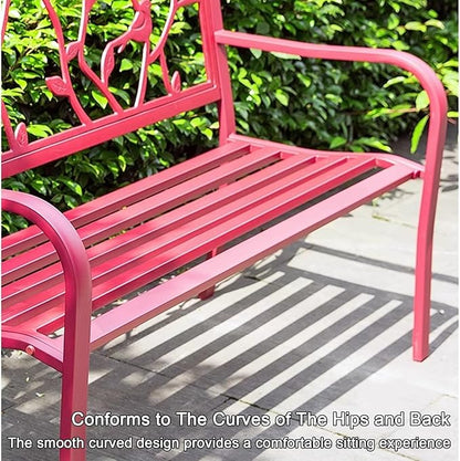 Outdoor Park Bench, Outdoor Metal Garden Bench for Yard Patio Entryway Park Outside, 600 lbs Capacity, Water-Resistant Slatted Seat