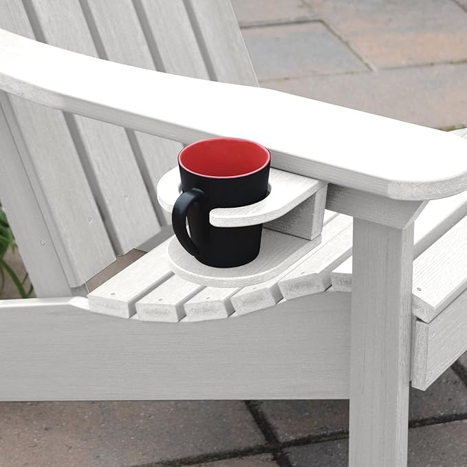 highwood Classic Westport Adirondack Chair with Ottoman and Cup Holder, White