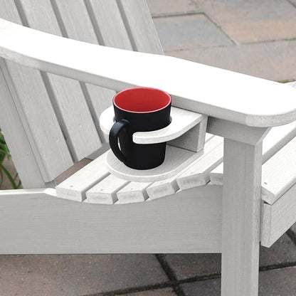 highwood Classic Westport Adirondack Chair with Ottoman and Cup Holder, White