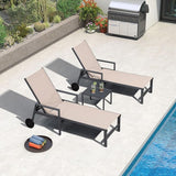 PURPLE LEAF Patio Chaise Lounge Set for 4 Outdoor Pool Lounge Chairs with Armrest and Adjustable Backrest Aluminum - Photo 2