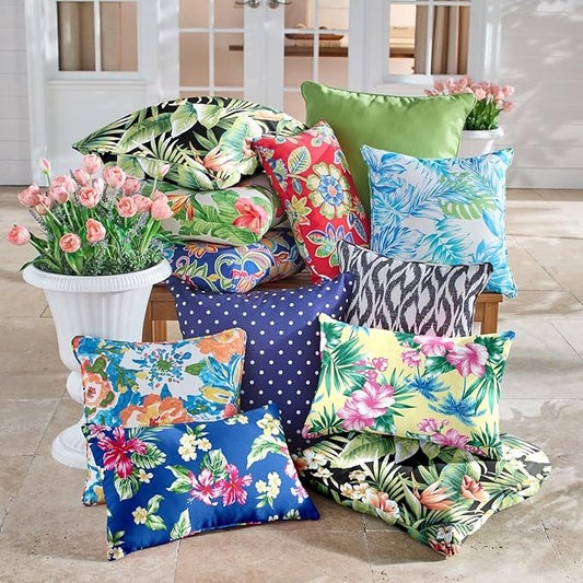 BrylaneHome Lumbar Pillow - 20" L x 13" W - Patio & Outdoor - Water, Stain & Fade Resistant - Poppy Blue