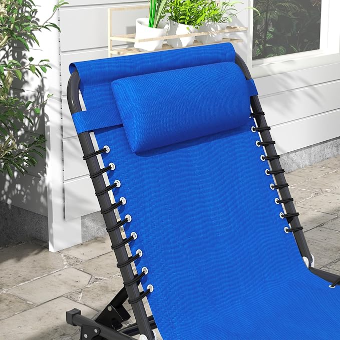 Outsunny Folding Chaise Lounge Chair Set of 2, Patio Sun Tanning Chair - Photo 8