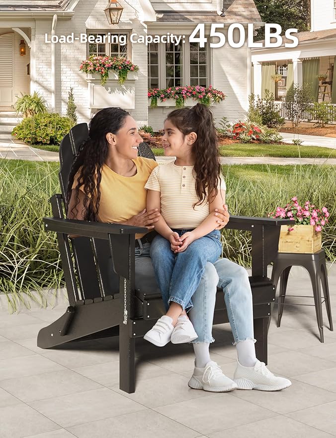 Folding Adirondack Chair - Durable HDPE Poly Lumber All-Weather Resistant - Photo 2