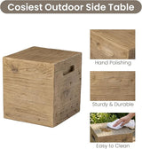 COSIEST Wooden Outdoor Side Table, Square MgO Concrete End Patio Side Table - Photo 4