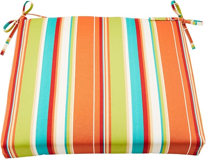 BrylaneHome Chair Cushion with Ties - 18.75" L x 18" W - Patio & Outdoor - Water, Stain & Fade Resistant - Covert Breeze - Photo 1