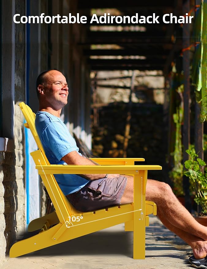 Folding Adirondack Chair - Durable HDPE Poly Lumber All-Weather Resistant - Photo 7