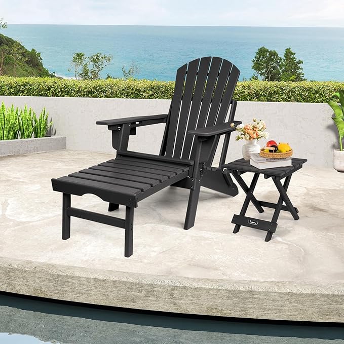 FUNBERRY Outdoor Folding Adirondack Side Table, Portable No Assembly Patio End Table HDPE All Weather - Photo 9