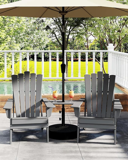 GREENVINES Folding-Adirondack-Chairs-Set-of-6 | HDPE Plastic | Throne Series | Fire Pit Chair | All Weather | for Outdoor Patio Deck Backyard Poolside | Grey