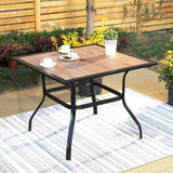 Outdoor Patio Square Dining Table, 37"x 37" Wood-Like Tabletop with Adjustable Umbrella Hole and Faux Wood Tabletop - Photo 7