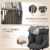 JAMFLY Wicker Egg Chair - Rattan Patio Chair with Cushion, Indoor-Outdoor Lounge Egg Basket Seat for Living Room - Photo 3