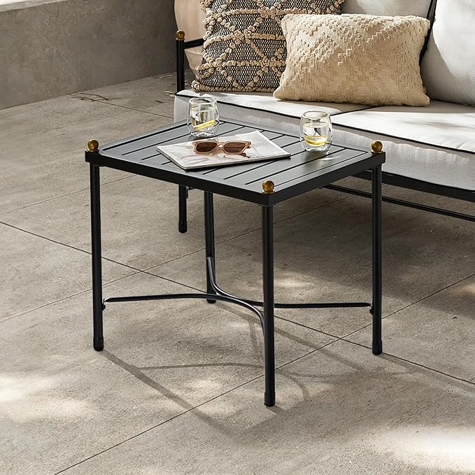 mopio Odelia Outdoor Coffee Table, Small Metal Patio Side, End Table, Conversation Piece, for Outside Lounging at Lawn - Photo 1