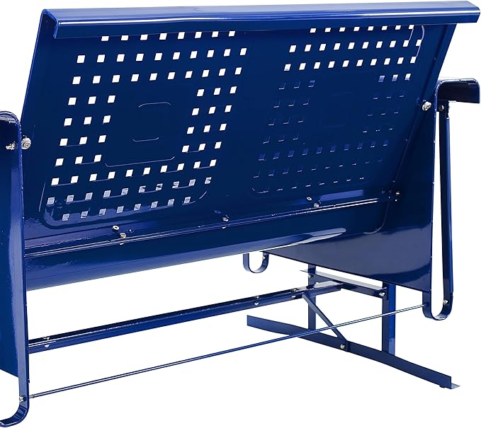 Crosley Furniture Bates Retro Metal Outdoor Loveseat Glider, 2-Person Rocking Patio Bench for Porch, Deck, Navy Gloss