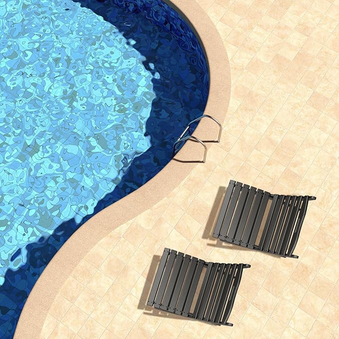 GREENVINES Folding-Xavier-Chairs Set of 2 | Wave | Portable Adirondack-Chair | HDPE Plastic | All Weather Fire-Pit Chair | Black | for Beach Outdoor Deck Poolside Garden Patio Porch Fishing