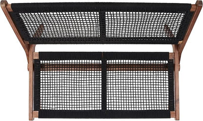 SAFAVIEH Outdoor Collection Kobina Natural Acacia Wood/Black Rope Foldable Bench