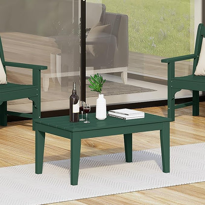 WestinTrends Malibu Low Outdoor HDPE Patio Rectangle Coffee Table, Dark Green