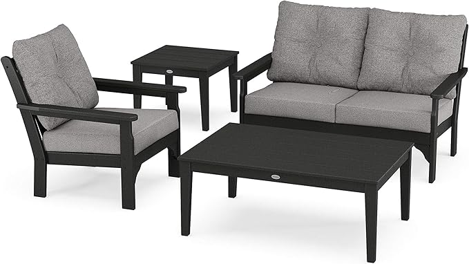 Vineyard 4-Piece Deep Seating Set (Black/Grey Mist)