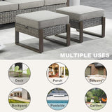 Rilyson Outdoor Ottoman Wicker Patio Footrest - 2 Piece Wicker Footrest Footstools Set with Sturdy Frame - Photo 4