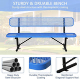 8 Ft Metal Park Bench for Outside, All-Weather Thermoplastic Coating Outdoor Bench with Backrest - Photo 6