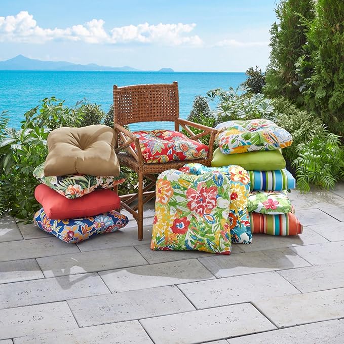 BrylaneHome Tufted Chair Cushion - 18" L x 17" W x 3" H - Patio & Outdoor - Patio & Outdoor - Water - Photo 2