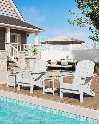 GAOMON Foldable Adirondack Chair (1 Pack), HDPE All-Weather Outdoor Patio Chair, Oversized Lawn Chair for Garden Backyard Poolside, 380 Lbs Capacity, White