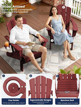 KINGYES Folding Adirondack Chair Set of 4, HDPE All-Weather Patio Chairs with Cup Holder - Photo 7