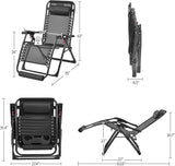 Yaheetech 29" Zero Gravity Chair Folding Reclining Lounge Recliner with Removable Pad & Headrest & Side Cup Holder Tray - Photo 3